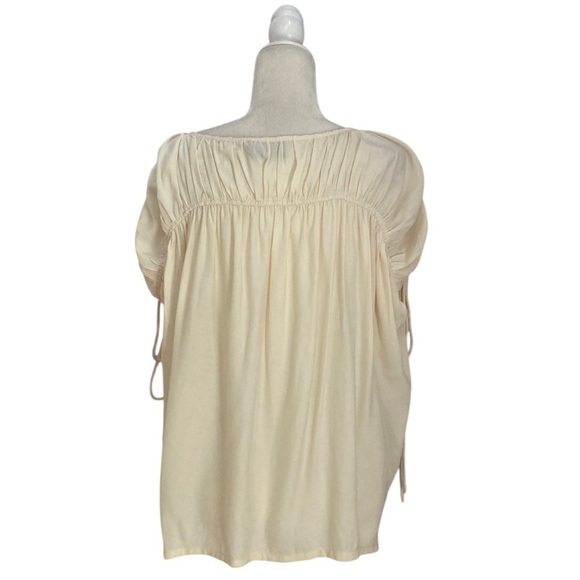 Modern Citizen Akari Semi Sheer Gathered Shoulder Blouse NWOT Cream Natural - Picture 8 of 15